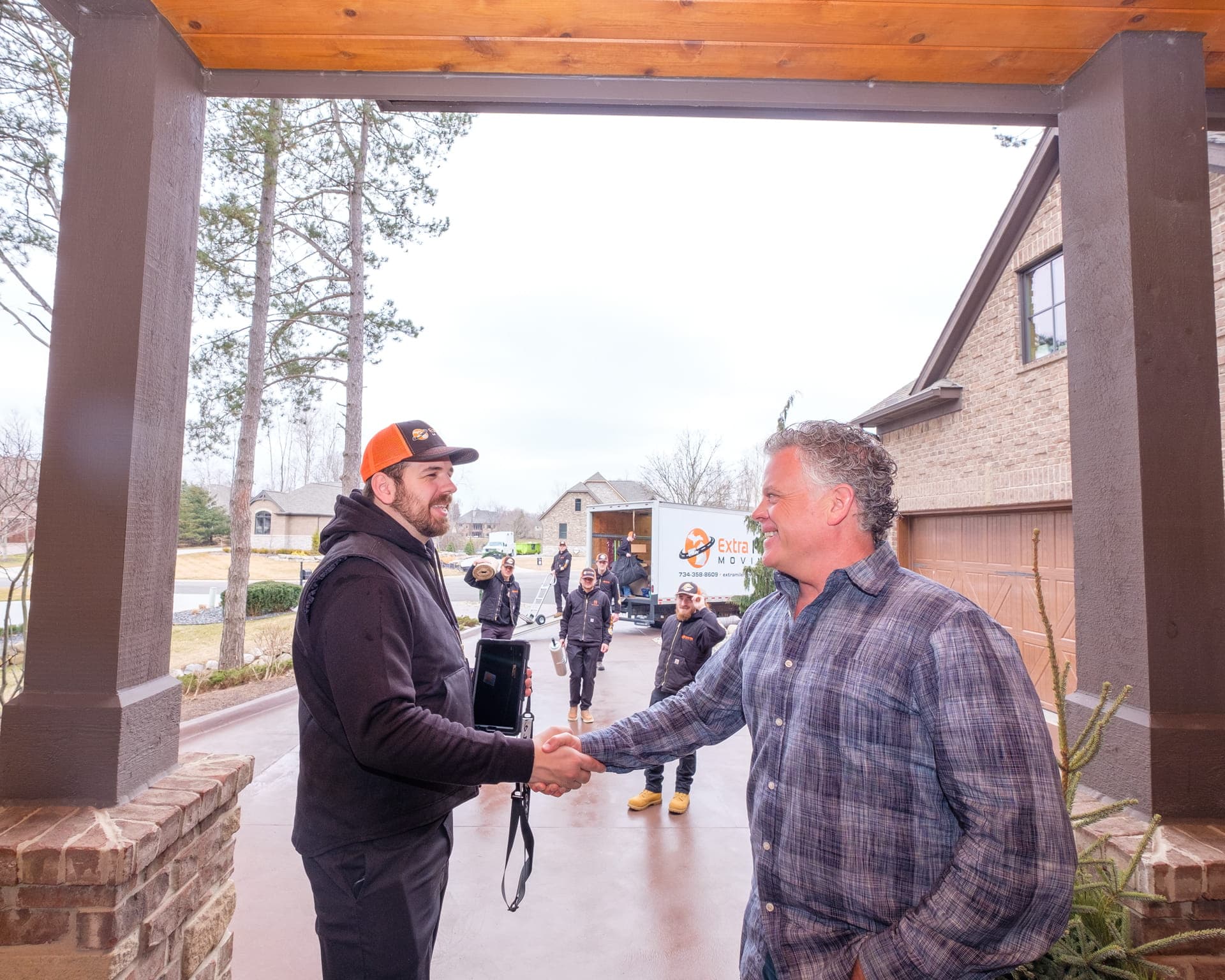 Professional movers carefully handling belongings