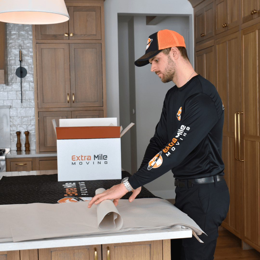 Professional packing supplies and organized boxes